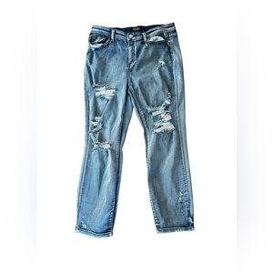 Judy Blue Andrea Boyfriend Fit High Rise Destroyed Distressed Ankle Jeans 15/32